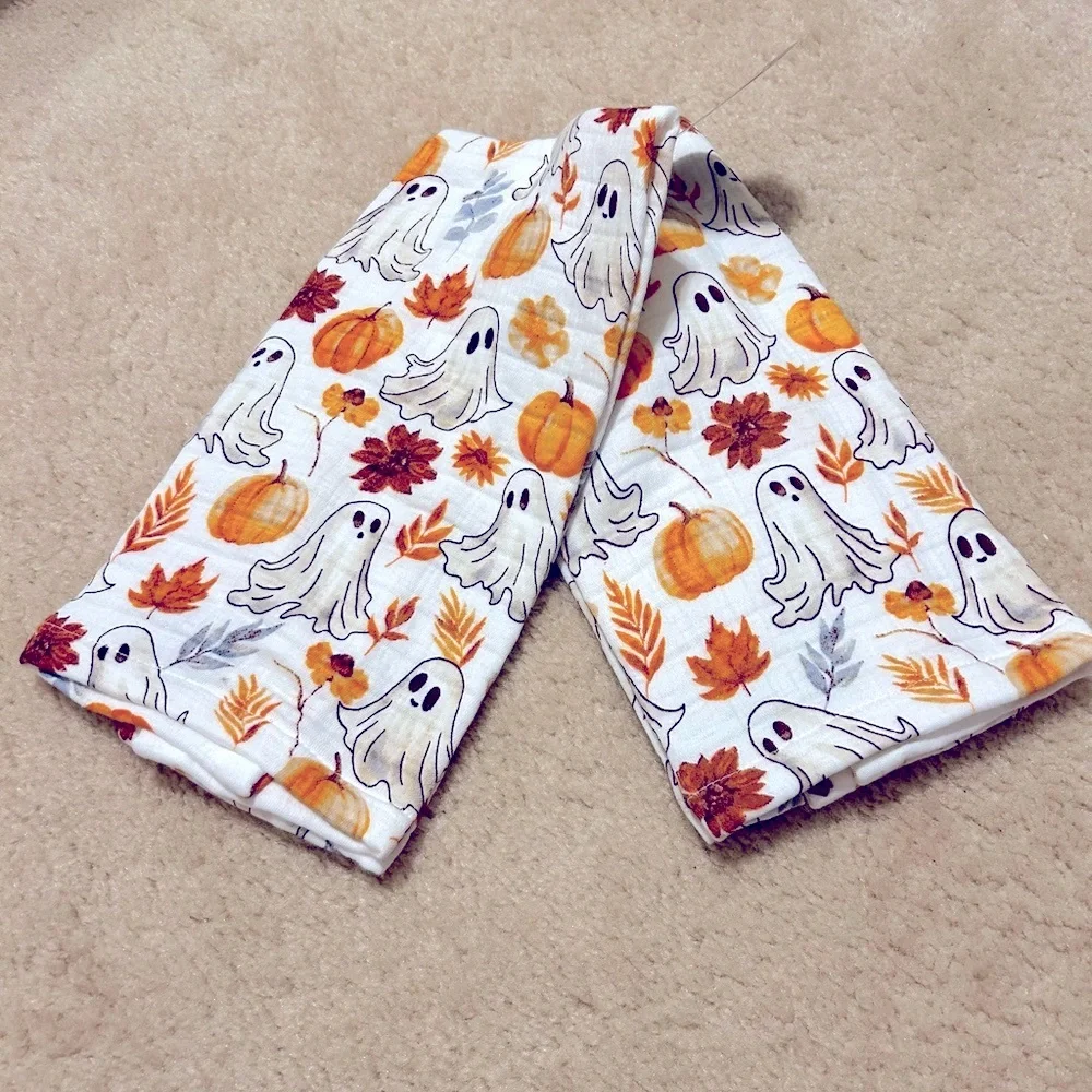 Halloween Ghost and Pumpkin Print kitchen towel Set